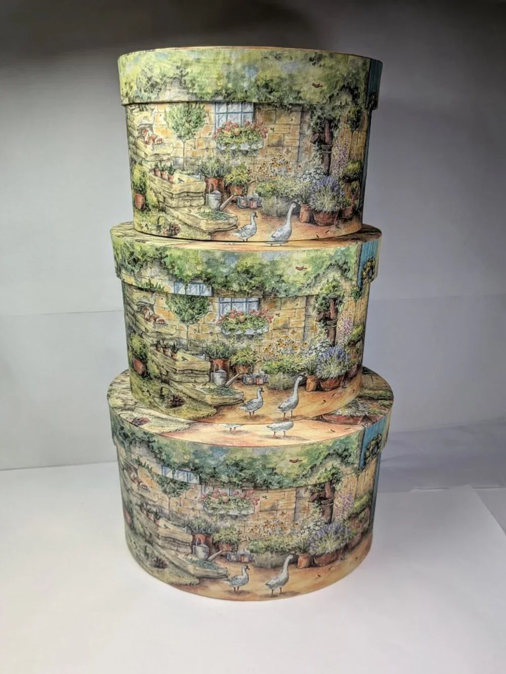 Vintage Bobs Boxes Cottage Garden Nesting Hat Box Set Sherri Buck Baldwin Lang